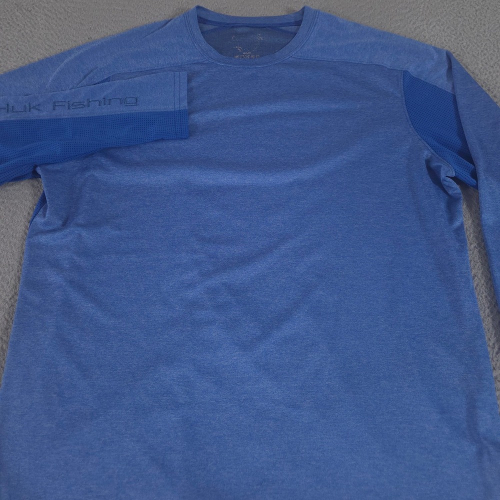Huk Shirt Mens XL Blue Pursuit Long Sleeve Mesh Vented Performance Tee Fishing